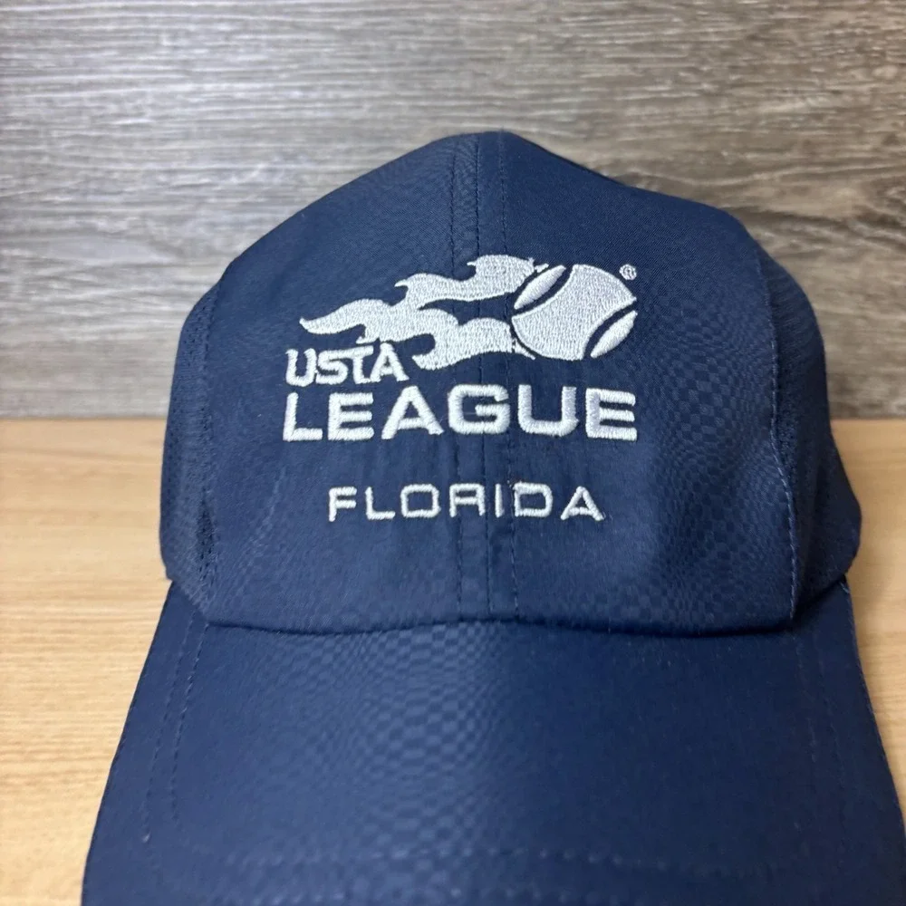 USTA League Hat Cap Strap Back Blue Tennis Florida Lightweight Adjustable